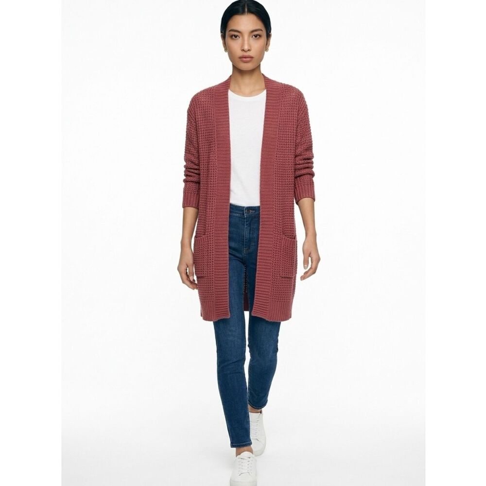 GANJI | Brick Orange/Red Open Front Knit Cardigan Sweater Women’s Size M/L